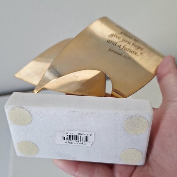 Brass Sailboat boat marble quartz stone base Jeremiah 29:11 scripture - Picture 2 of 2